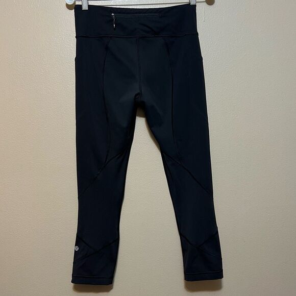 Lululemon Inspire Crop Luxtreme Leggings Run Training Black Pant Size 6 - Picture 4 of 15